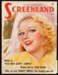 3w142 SCREENLAND magazine July 1935 artwork of beautiful Ginger Rogers by Charles Sheldon!