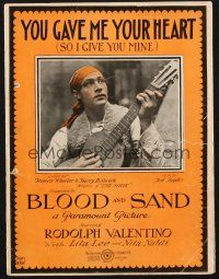 3w228 BLOOD & SAND sheet music '22 Rudolph Valentino with guitar, You Gave Me Your Heart!