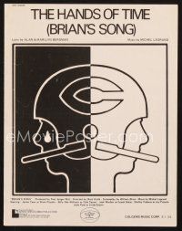 3w229 BRIAN'S SONG sheet music '71 Buzz Kulik, cool football artwork, The Hands of Time!