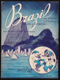 3w258 SALUDOS AMIGOS sheet music '43 Disney cartoon, Donald Duck & Joe Carioca sing Brazil!