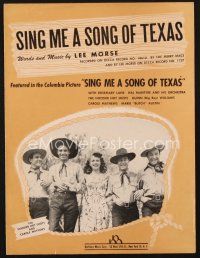3w260 SING ME A SONG OF TEXAS sheet music '45 Carole Mathews & Hoosier Hot Shots sing title song!