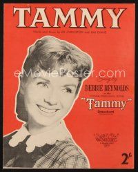 3w268 TAMMY & THE BACHELOR English sheet music '57 image of pretty Debbie Reynolds, Tammy!