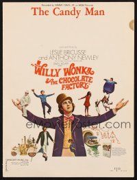 3w273 WILLY WONKA & THE CHOCOLATE FACTORY sheet music '71 Gene Wilder classic, The Candy Man!