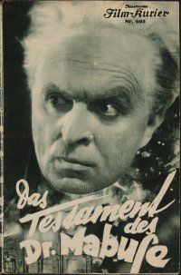 3w191 TESTAMENT OF DR. MABUSE Austrian program '33 Fritz Lang's psychotic criminal genius!
