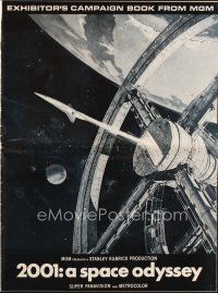 3w278 2001: A SPACE ODYSSEY pressbook '68 Stanley Kubrick, art of space wheel by Bob McCall!