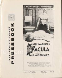 3w280 ANDY WARHOL'S DRACULA pressbook '74 Paul Morrissey, wild image of vampire Udo Kier over victim