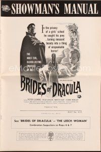 3w288 BRIDES OF DRACULA pressbook '60 Terence Fisher, Hammer, Peter Cushing as Van Helsing!