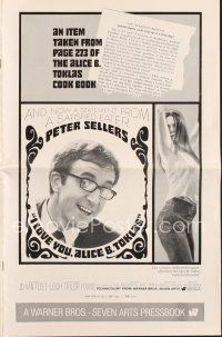 3w324 I LOVE YOU, ALICE B. TOKLAS pressbook '68 Peter Sellers eats turned-on marijuana brownies!