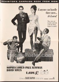 3w343 LADY L pressbook '66 cool art of sexy Sophia Loren, Paul Newman & David Niven!