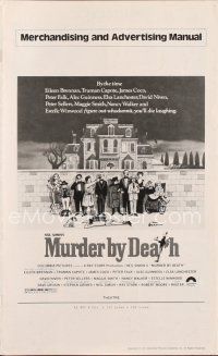 3w358 MURDER BY DEATH pressbook '76 great Charles Addams art of cast by dead body & spooky house!