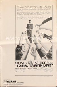 3w390 TO SIR, WITH LOVE pressbook '67 Sidney Poitier, Lulu, directed by James Clavell!