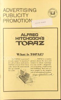 3w394 TOPAZ pressbook '69 Alfred Hitchcock, Forsythe, most explosive spy scandal of this century!