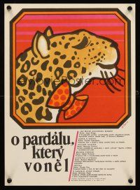 3x154 O PARDALU, KTERY VONEL Czech 11x16 '72 film festival, cool art of big cat wearing bowtie!