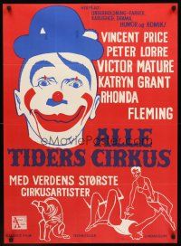 3x371 BIG CIRCUS Danish '61 cool artwork of clown & other circus performers!