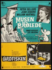 3x419 MOUSE THAT ROARED/GOLDEN FISH Danish '59 double bill, cool artwork by Axel Holm!