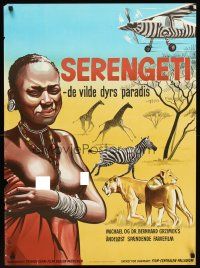 3x431 SERENGETI Danish '60 savage Africa in the raw, Erik A art of topless native & animals!