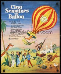 3x637 FIVE WEEKS IN A BALLOON French 15x21 '62 Jules Verne, great Grinsson artwork of cast!