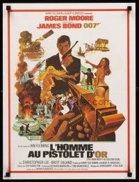 3x697 MAN WITH THE GOLDEN GUN French 15x21 R80s art of Roger Moore as Bond by Robert McGinnis!