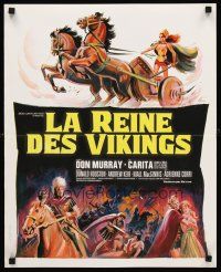 3x792 VIKING QUEEN French 15x21 '67 Don Murray, Grinsson art of Carita w/sword & chariot!
