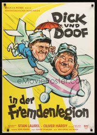 3x073 FLYING DEUCES German R60s great artwork of Stan Laurel & Oliver Hardy in airplane!