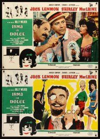 3x025 IRMA LA DOUCE 2 Italian photobustas '63 Billy Wilder, wacky Jack Lemmon & Shirley MacLaine!