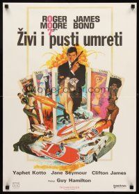 3x514 LIVE & LET DIE Yugoslavian '73 art of Roger Moore as James Bond by Robert McGinnis!