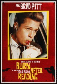 3y123 BURN AFTER READING teaser 1sh '08 Joel & Ethan Coen, intelligence is relative, Brad Pitt!