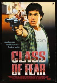 3y162 CLASS OF FEAR video 1sh '92 Don Murphy, wild image of student with gun!