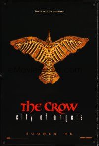 3y197 CROW: CITY OF ANGELS teaser 1sh '96 Tim Pope directed, cool image of the bones of a crow!