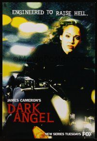 3y214 DARK ANGEL TV 1sh '00 James Cameron, sexy Jessica Alba on motorcycle!