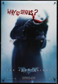 3y219 DARK KNIGHT teaser DS 1sh '08 Heath Ledger as the Joker, why so serious?