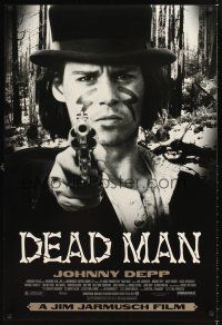 3y235 DEAD MAN DS 1sh '96 great image of Johnny Depp pointing gun, Jim Jarmusch weird western!