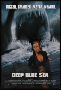 3y239 DEEP BLUE SEA 1sh '99 cool image of sexy girl about to be attacked by gigantic shark!