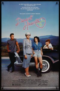 3y245 DESERT HEARTS 1sh '85 directed by Donna Deitch, great image of stars on classic Buick car!
