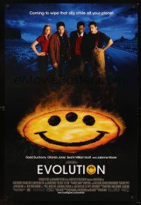 3y296 EVOLUTION int'l DS 1sh '01 David Duchovny, Seann William Scott, three-eyed smiley face!