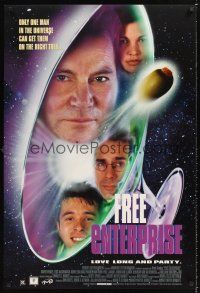 3y351 FREE ENTERPRISE 1sh '98 William Shatner, wacky martini as Star Trek logo design!