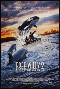 3y352 FREE WILLY 2 advance 1sh '95 Dwight Little directed sequel, The Adventure Home, killer whale!