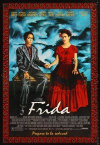 3y358 FRIDA DS 1sh '02 artwork of sexy Salma Hayek as artist Frida Kahlo!