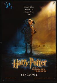 3y428 HARRY POTTER & THE CHAMBER OF SECRETS teaser DS 1sh '02 Dobby has come to warn you!