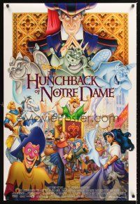 3y459 HUNCHBACK OF NOTRE DAME DS 1sh '96 Walt Disney, Victor Hugo novel, cool art of cast!