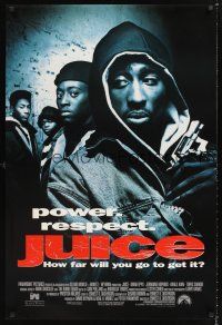 3y502 JUICE recalled advance 1sh '92 Ernest R. Dickerson directed, Omar Epps, Tupac Shakur w/gun!