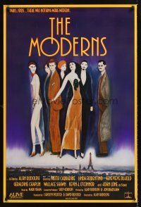 3y585 MODERNS 1sh '88 Alan Rudolph, Keith Carradine, cool artwork of trendy 1920's people!