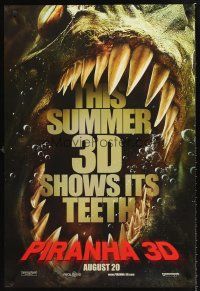3y647 PIRANHA 3D teaser DS 1sh '10 Richard Dreyfuss, wild image of sharp teeth!