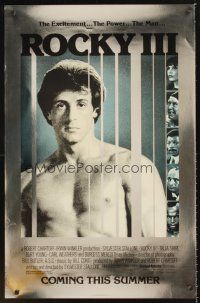 3y701 ROCKY III heavy stock foil advance 1sh '82 great image of boxer & director Sylvester Stallone!