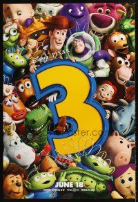 3y834 TOY STORY 3 advance DS 1sh '10 Disney & Pixar, great image of Woody, Buzz & cast!