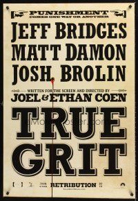 3y843 TRUE GRIT advance DS 1sh '10 Jeff Bridges, Matt Damon, cool wanted poster design!