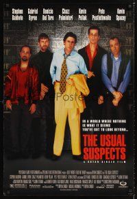 3y861 USUAL SUSPECTS DS 1sh '95 Kevin Spacey covering watch, Baldwin, Byrne, Palminteri, Singer