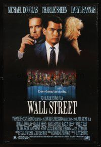3y868 WALL STREET 1sh '87 Michael Douglas, Charlie Sheen, Daryl Hannah, Oliver Stone!