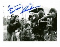 3z490 CHARLES BAND signed 8x10 REPRO still '90s the director on movie set with camera & crew!