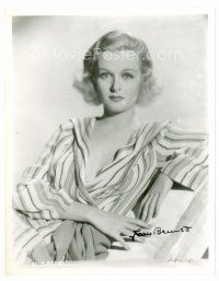 3z518 JOAN BENNETT signed 8x10 REPRO still '80s super sexy close up nearly falling out of her robe!